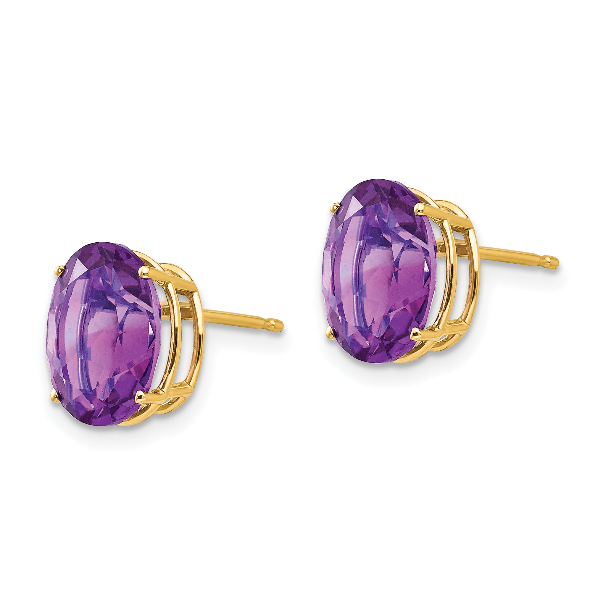 14k 10x8mm Oval Amethyst Earrings