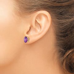 14k 10x8mm Oval Amethyst Earrings