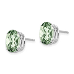 14kw 10x8 Oval Green Quartz Earrings