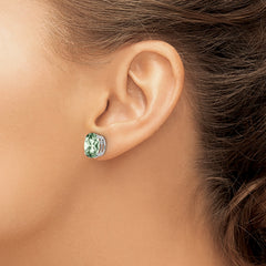 14kw 10x8 Oval Green Quartz Earrings