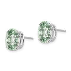 14kw 10x8 Oval Checker-Cut Green Quartz Earrings