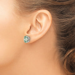 14kw 10x8 Oval Checker-Cut Green Quartz Earrings