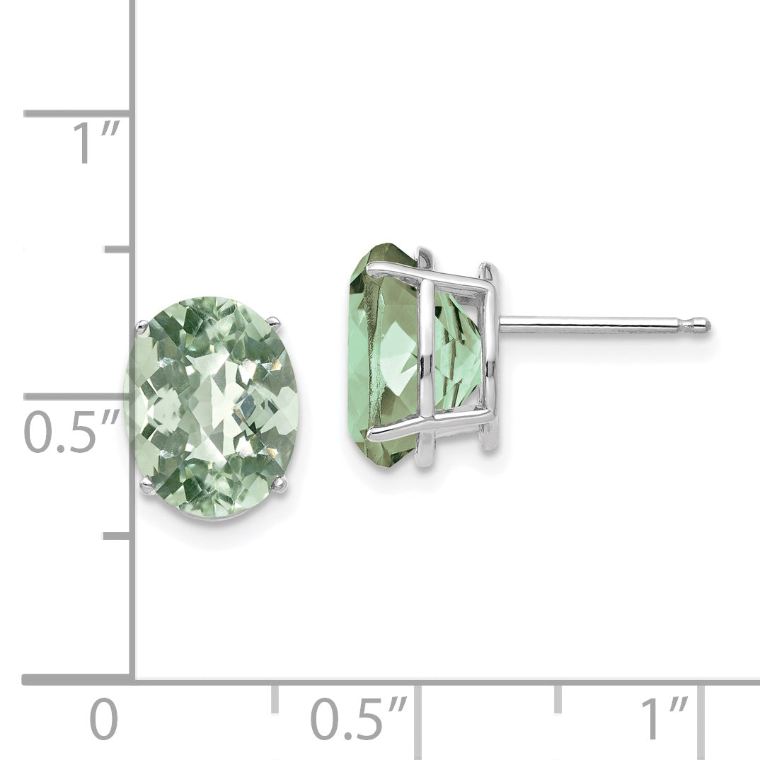 14kw 10x8 Oval Checker-Cut Green Quartz Earrings