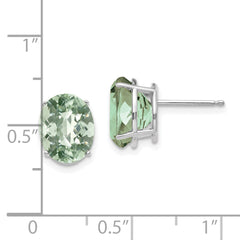 14kw 10x8 Oval Checker-Cut Green Quartz Earrings