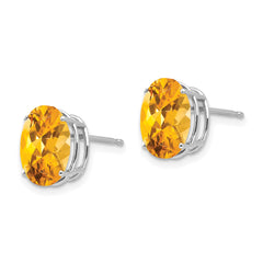 14k White Gold 10x8mm Oval Citrine Earrings