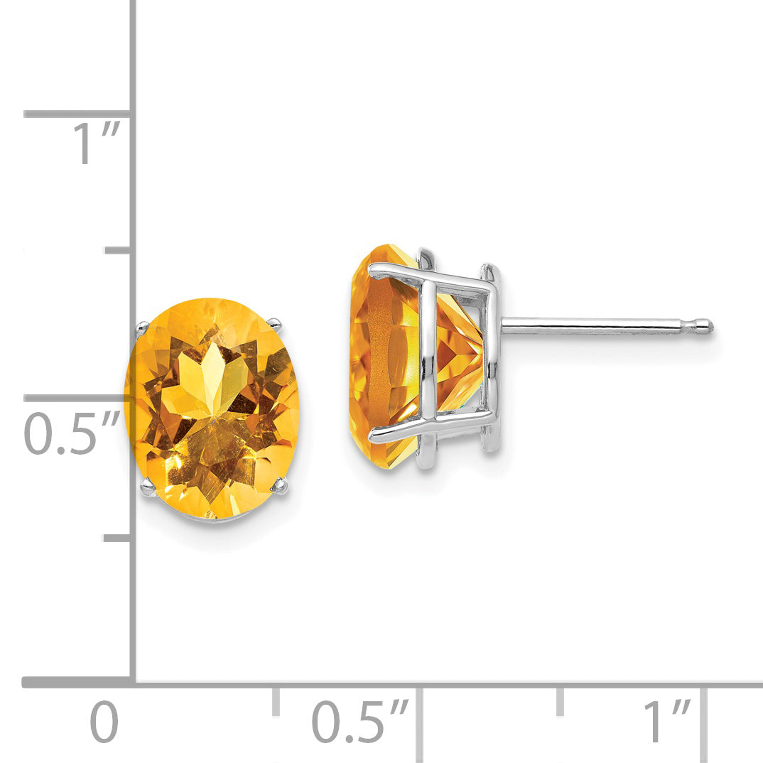 14k White Gold 10x8mm Oval Citrine Earrings