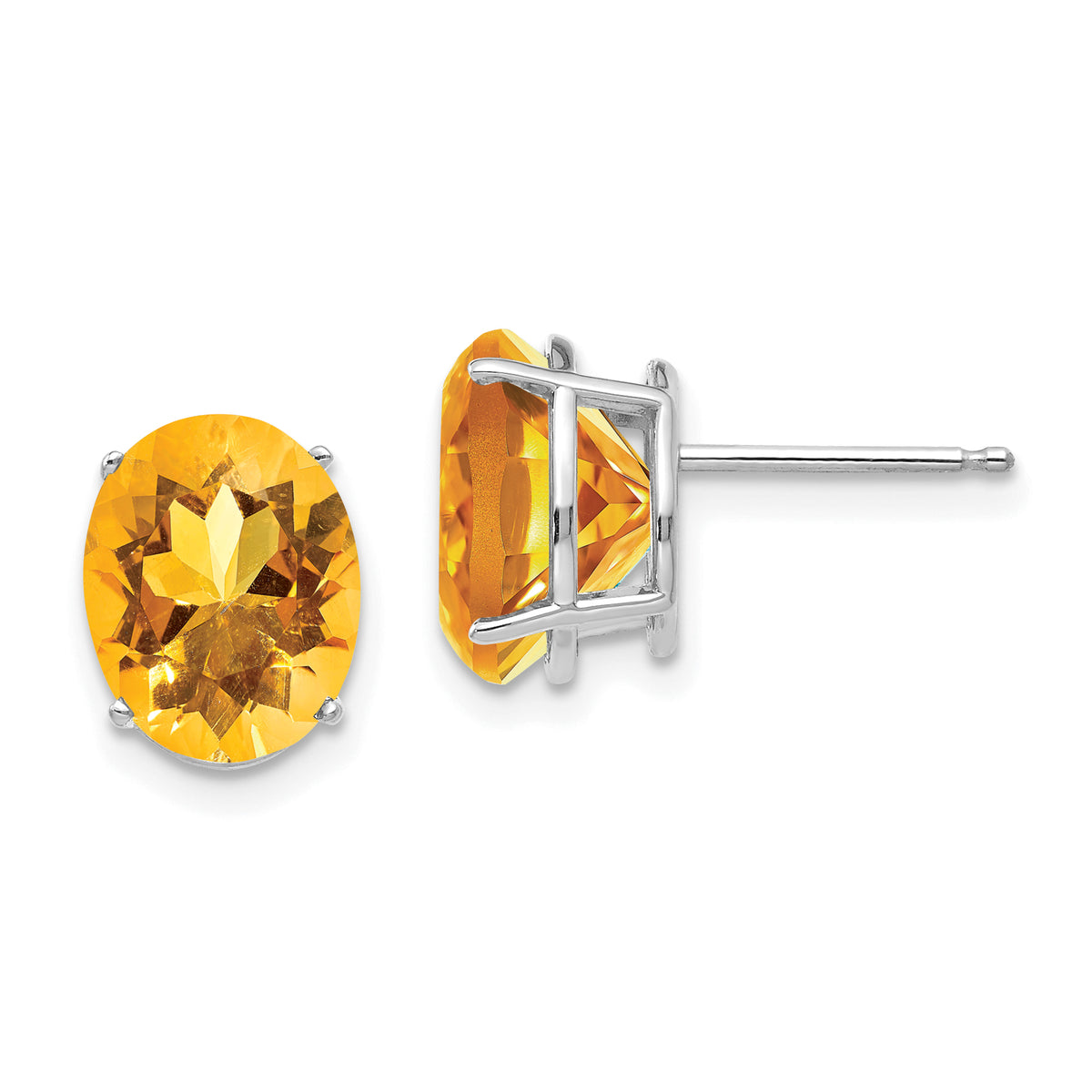 14k White Gold 10x8mm Oval Citrine Earrings