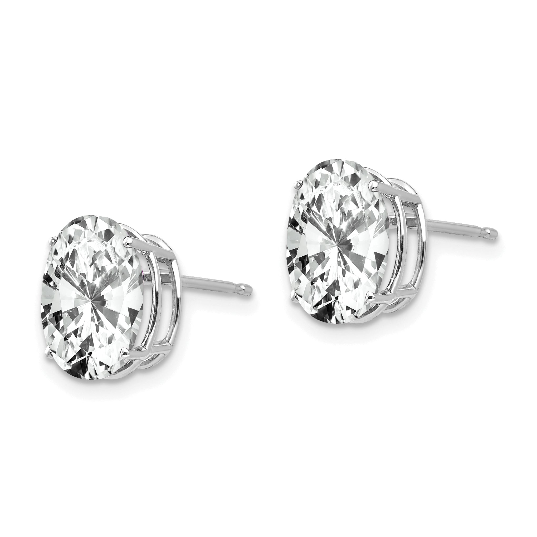 14k White Gold 10x8mm Oval Cubic Zirconia Earrings