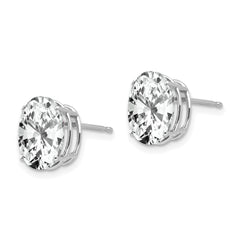 14k White Gold 10x8mm Oval Cubic Zirconia Earrings