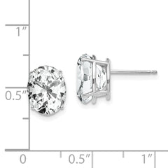 14k White Gold 10x8mm Oval Cubic Zirconia Earrings