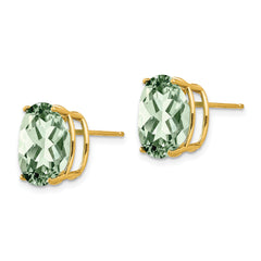 14k 12x10 Oval Green Quartz Earrings