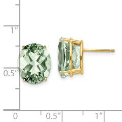 14k 12x10 Oval Green Quartz Earrings