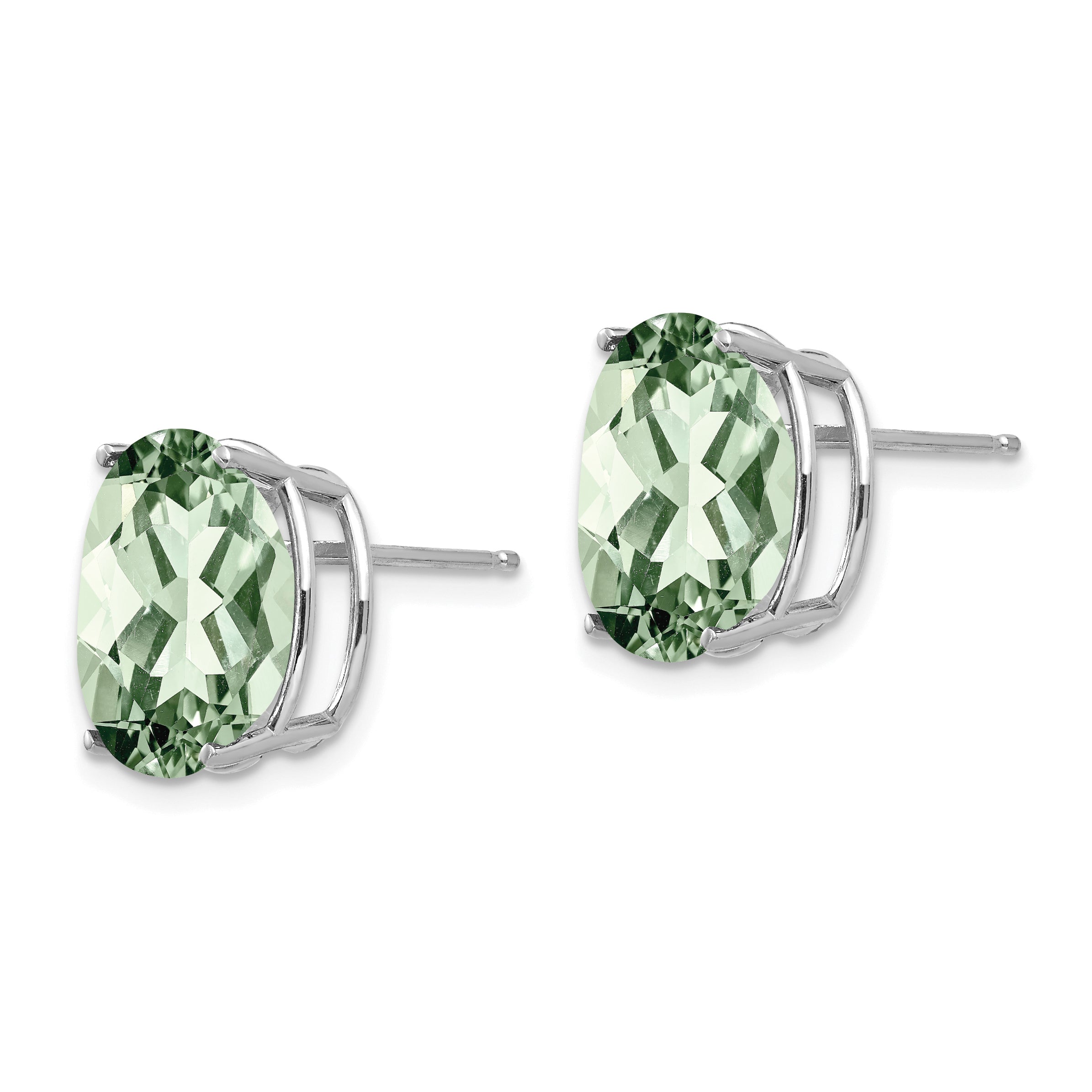 14kw 12x10 Oval Green Quartz Earrings