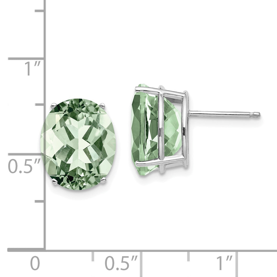 14kw 12x10 Oval Green Quartz Earrings