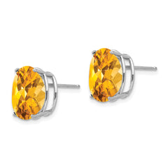 14k White Gold 12x10mm Oval Citrine Earrings