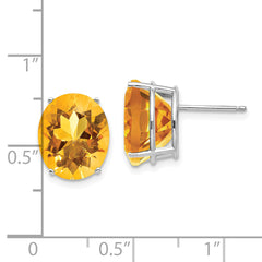 14k White Gold 12x10mm Oval Citrine Earrings