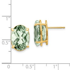 14k 14x10 Oval Green Quartz Earrings