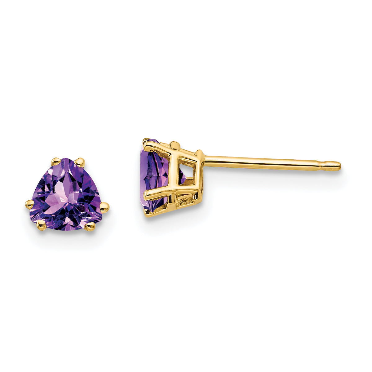 14k 5mm Trillion Amethyst Earrings