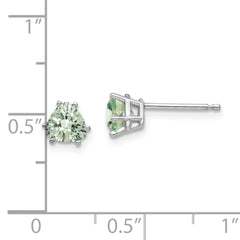 14kw 5mm Trillion Checker-Cut Green Quartz Earrings