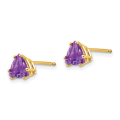 14k 6mm Trillion Amethyst Earrings