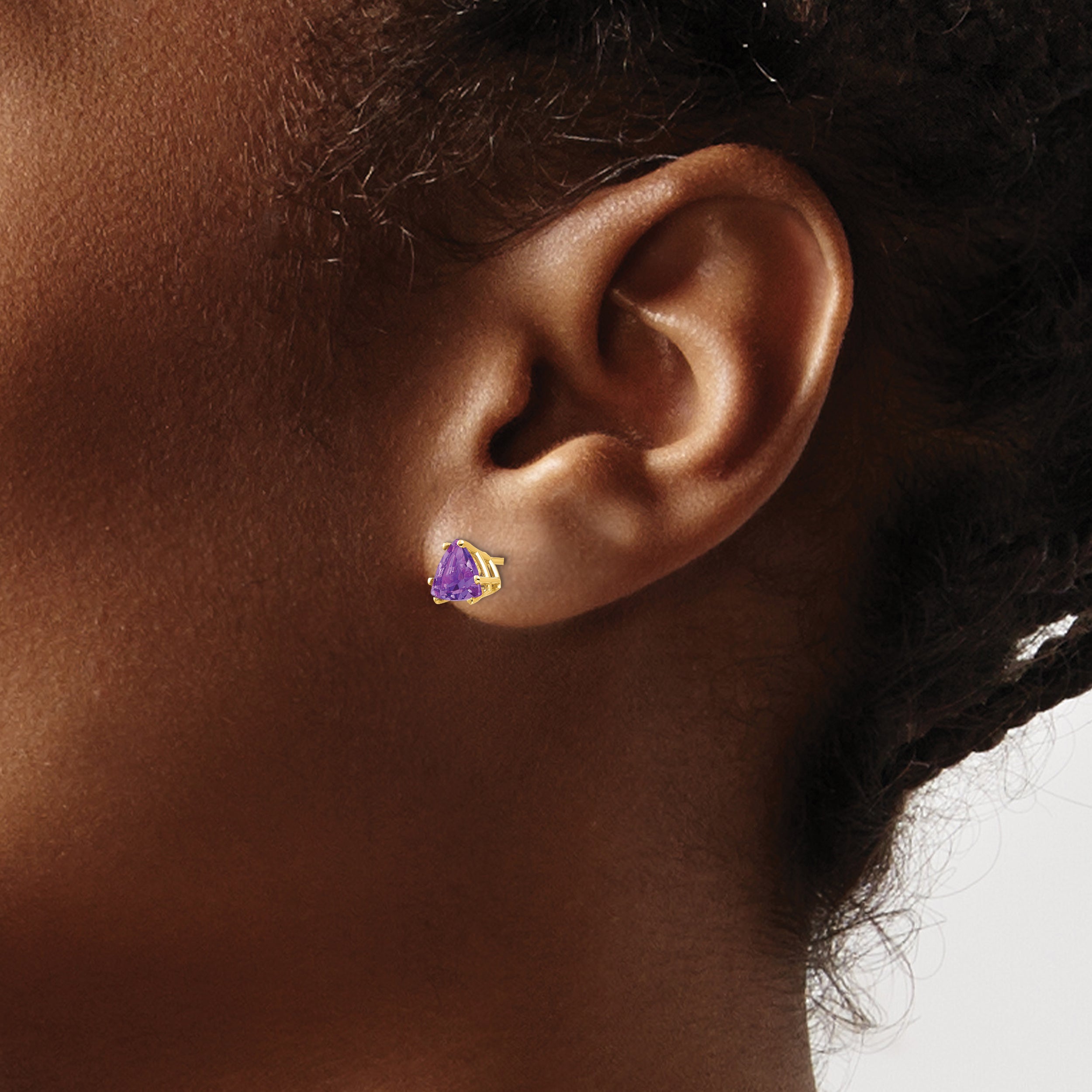 14k 6mm Trillion Amethyst Earrings