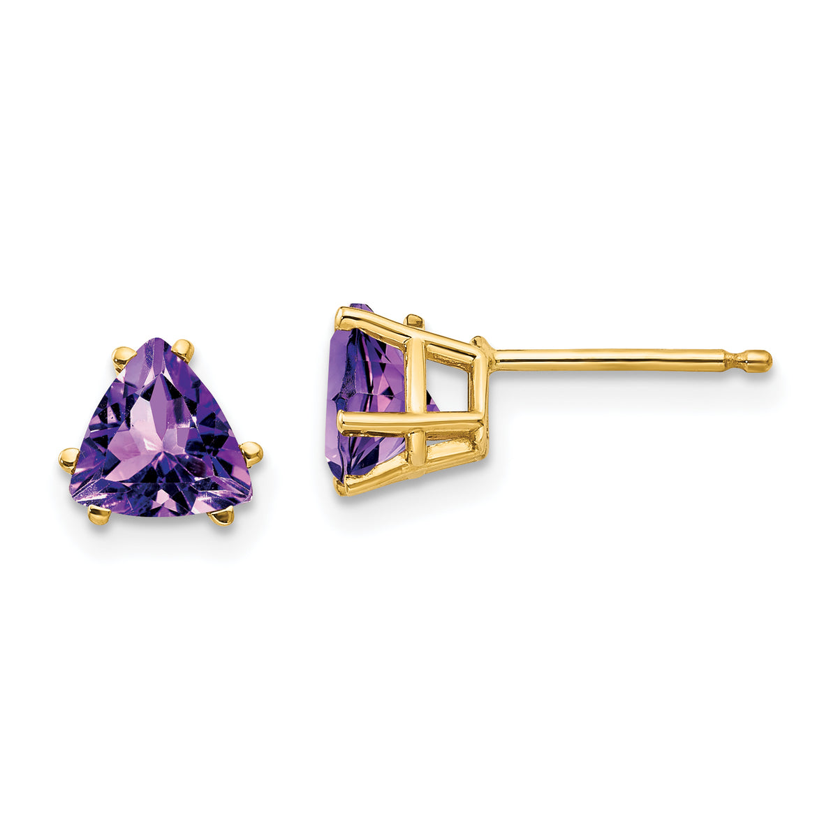 14k 6mm Trillion Amethyst Earrings