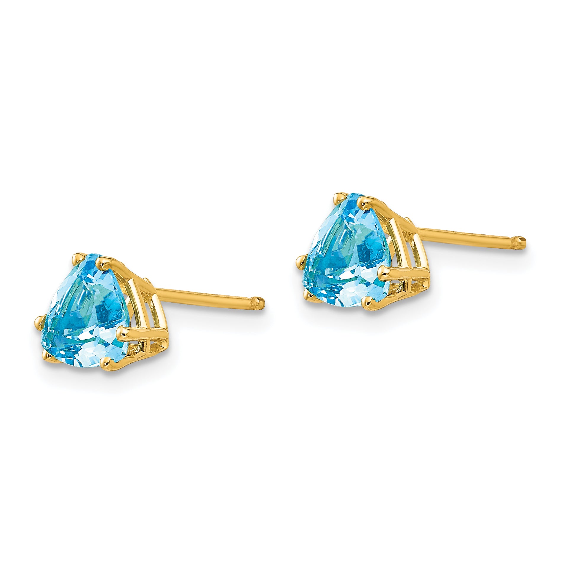 14k 6mm Trillion Blue Topaz Earrings