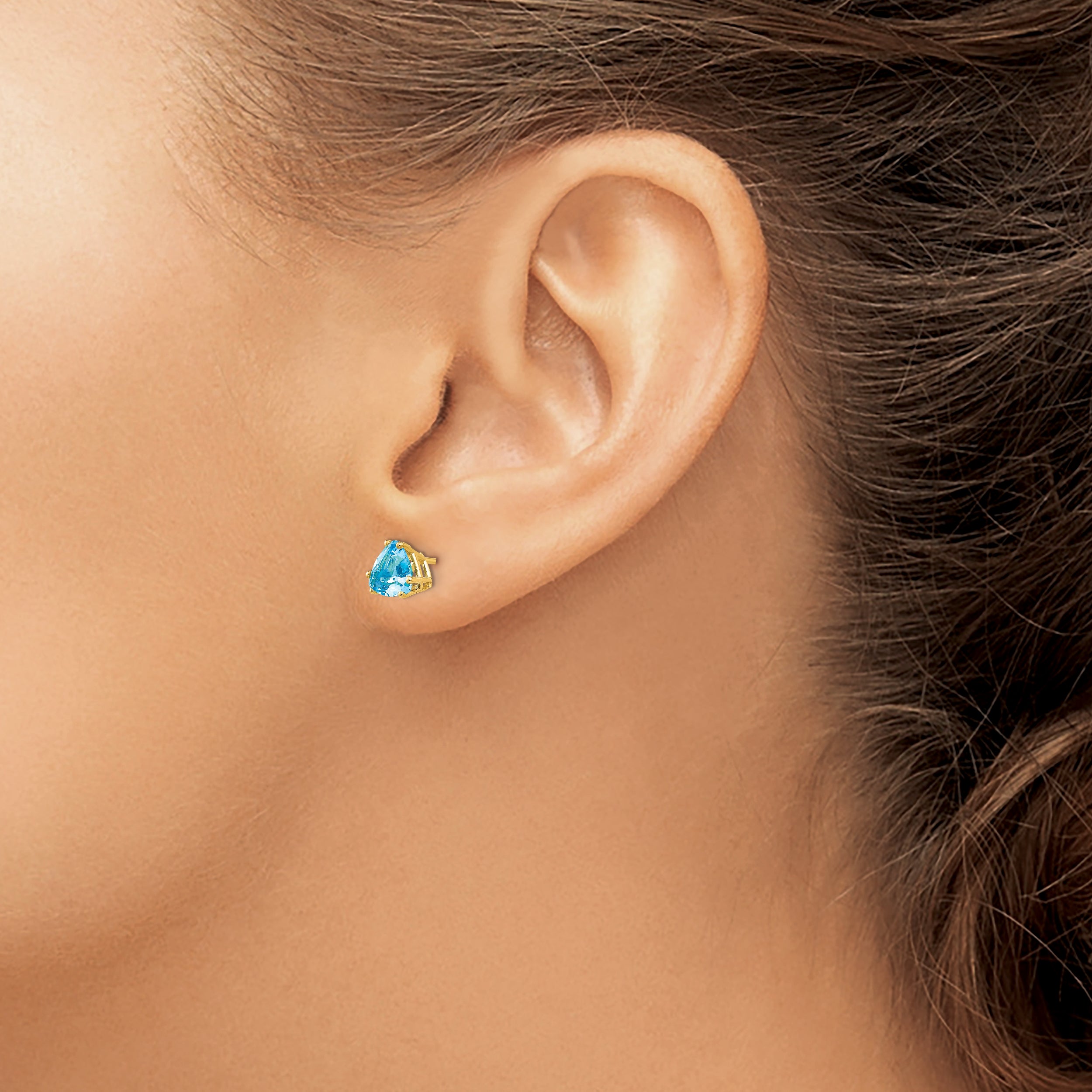 14k 6mm Trillion Blue Topaz Earrings