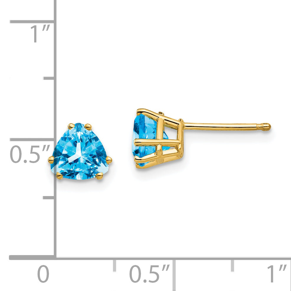 14k 6mm Trillion Blue Topaz Earrings