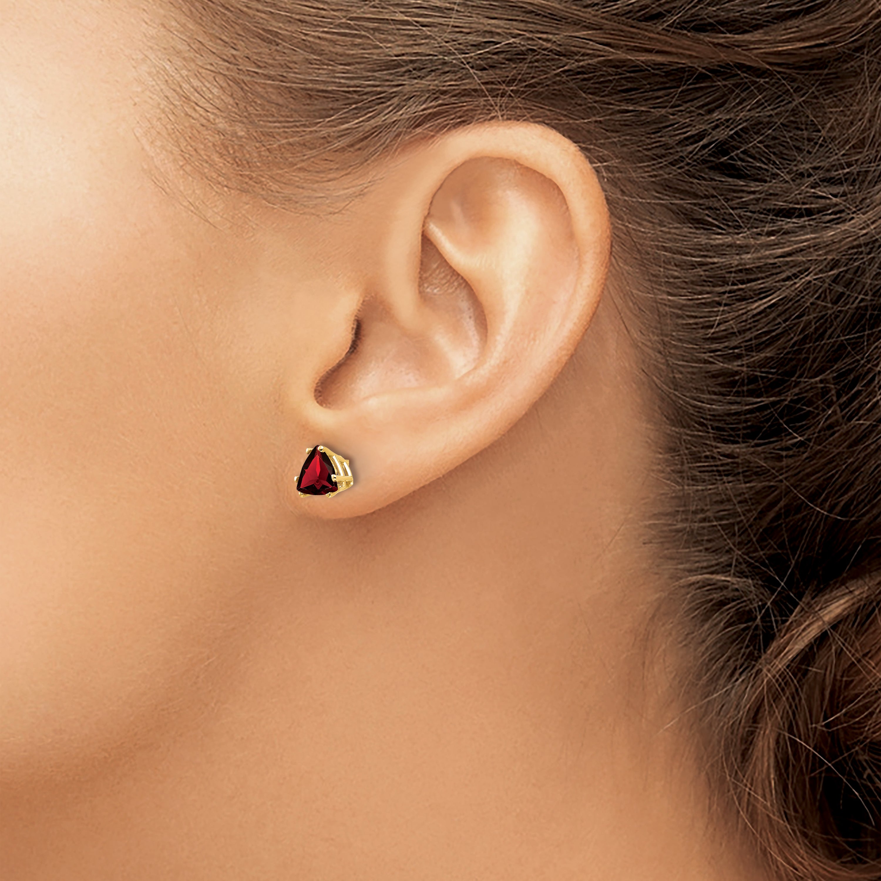 14k 6mm Trillion Garnet Earrings