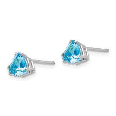 14k White Gold 6mm Trillion Blue Topaz Earrings