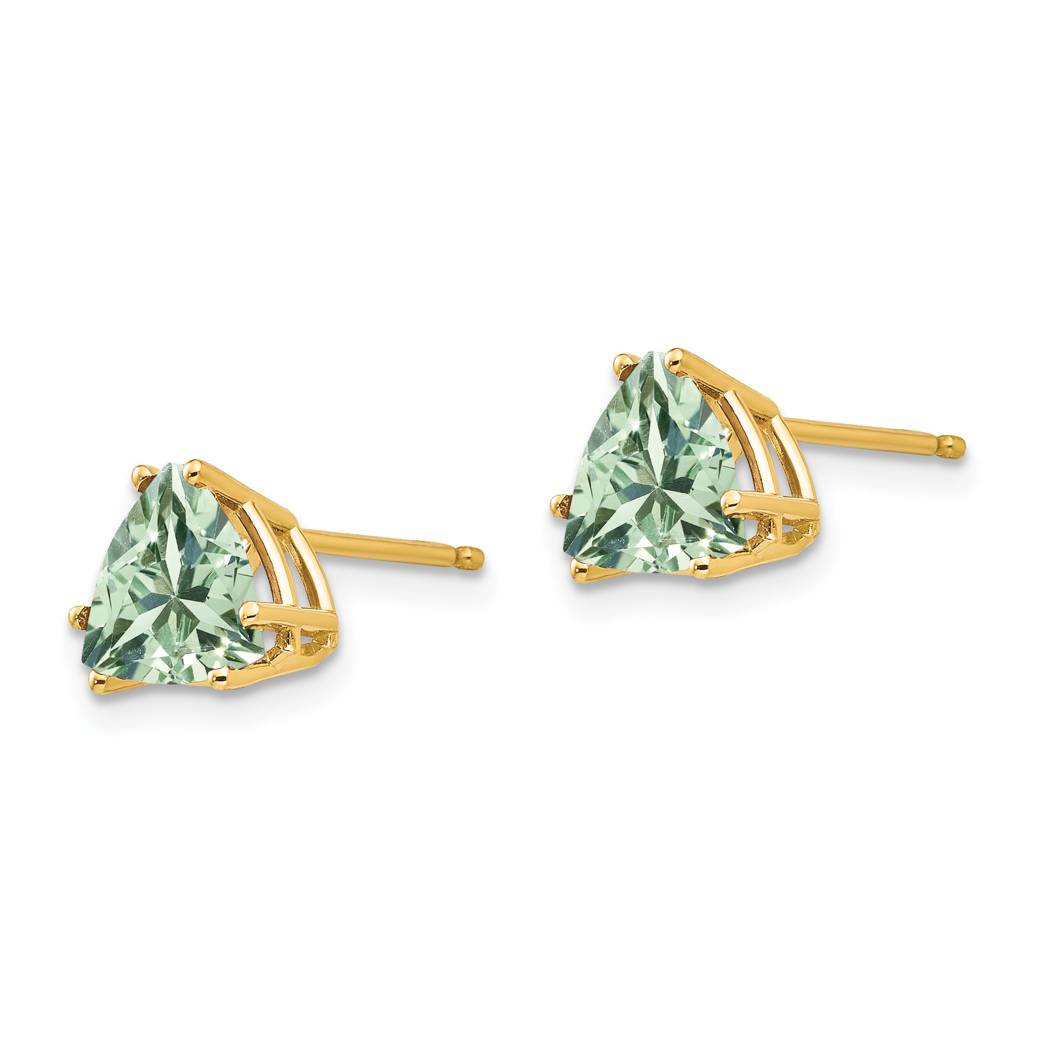 14k 7mm Trillion Green Quartz Earrings