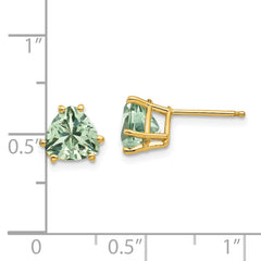 14k 7mm Trillion Green Quartz Earrings