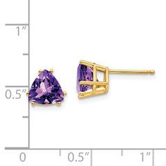 14k 7mm Trillion Amethyst Earrings