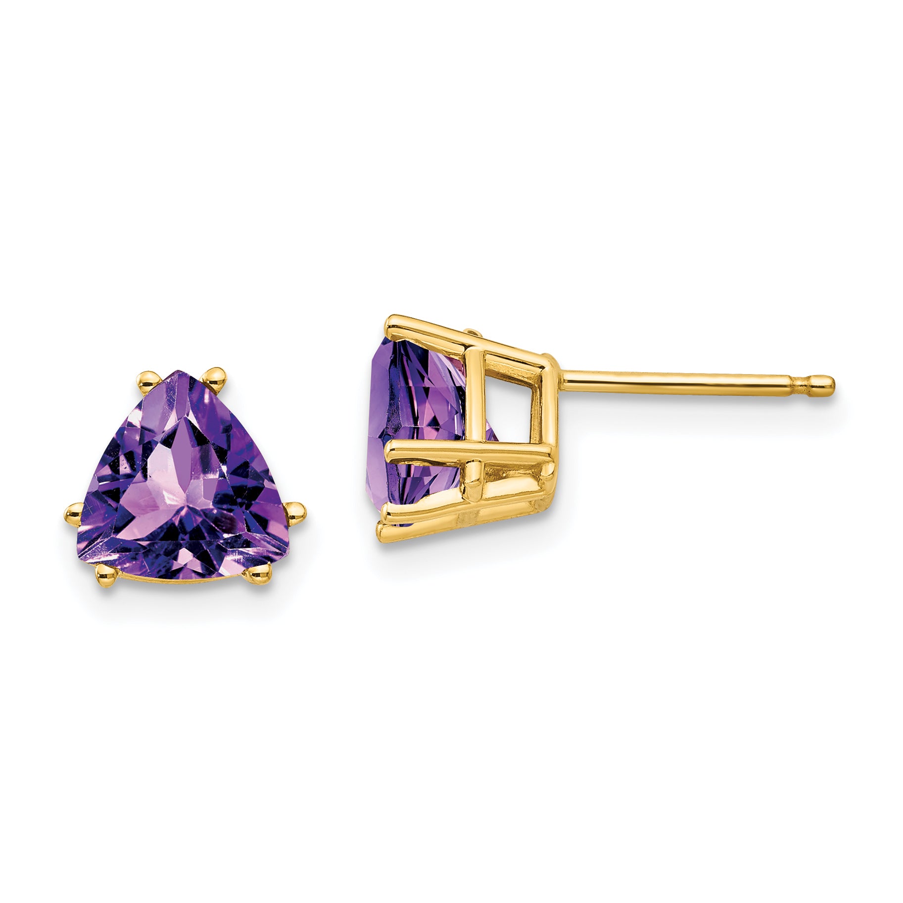 14k 7mm Trillion Amethyst Earrings