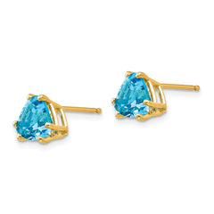 14k 7mm Trillion Blue Topaz Earrings