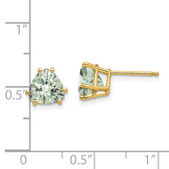 14k 7mm Trillion Checker-Cut Green Quartz Earrings