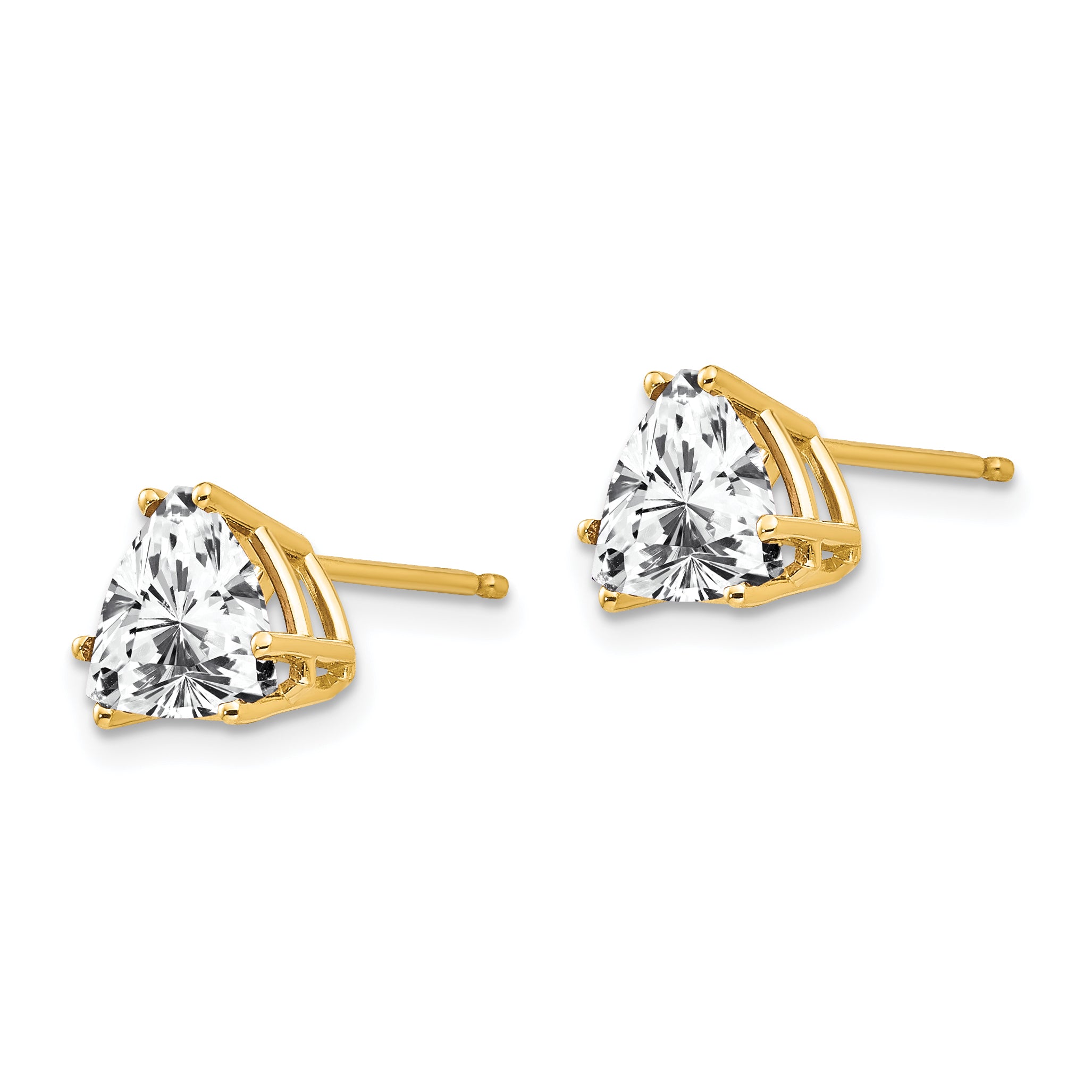 14k 7mm Trillion Cubic Zirconia Earrings