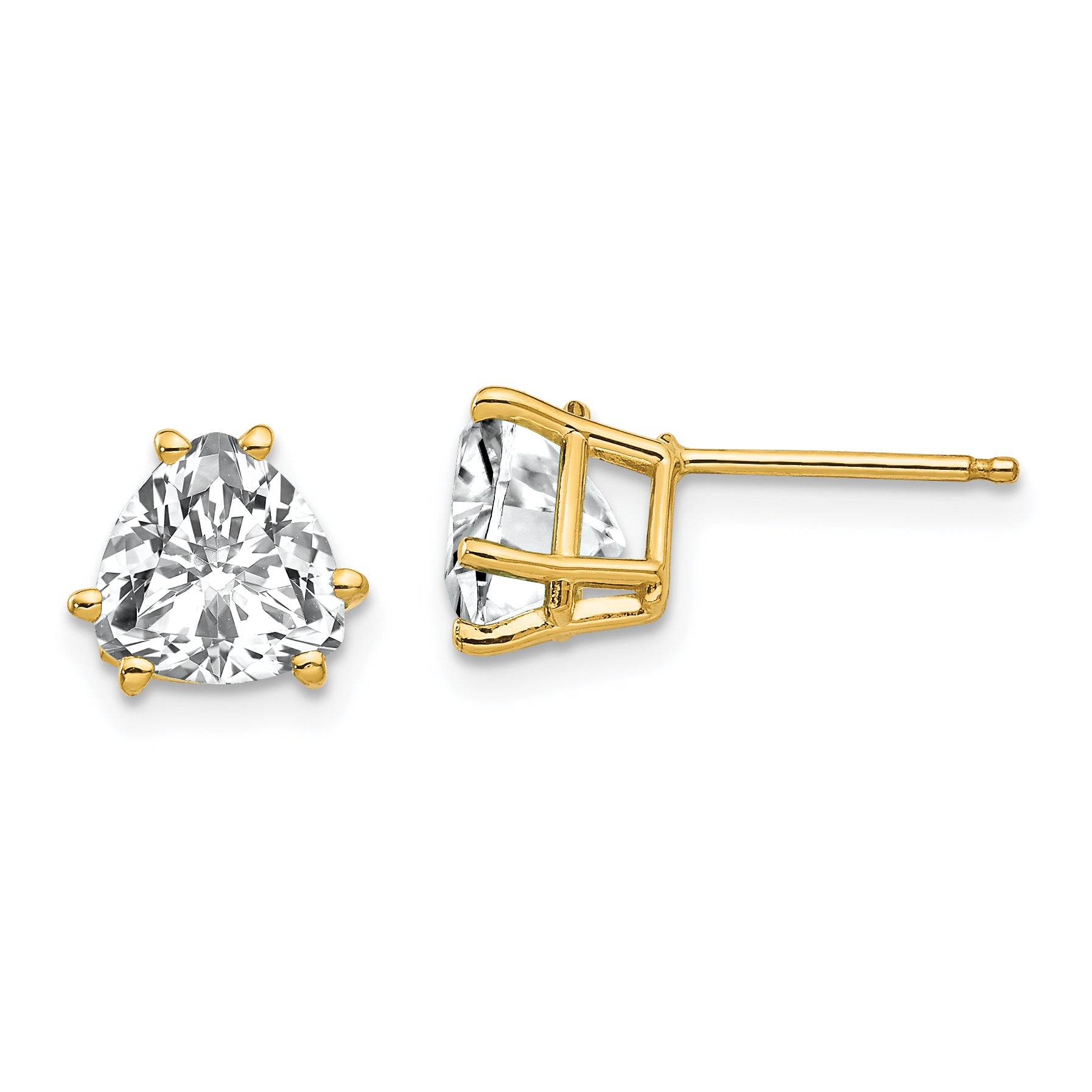 14k 7mm Trillion Cubic Zirconia Earrings