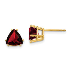 14k 7mm Trillion Garnet Earrings