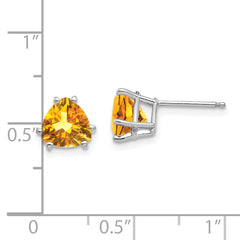 14k White Gold Citrine Trillion Stud Earrings