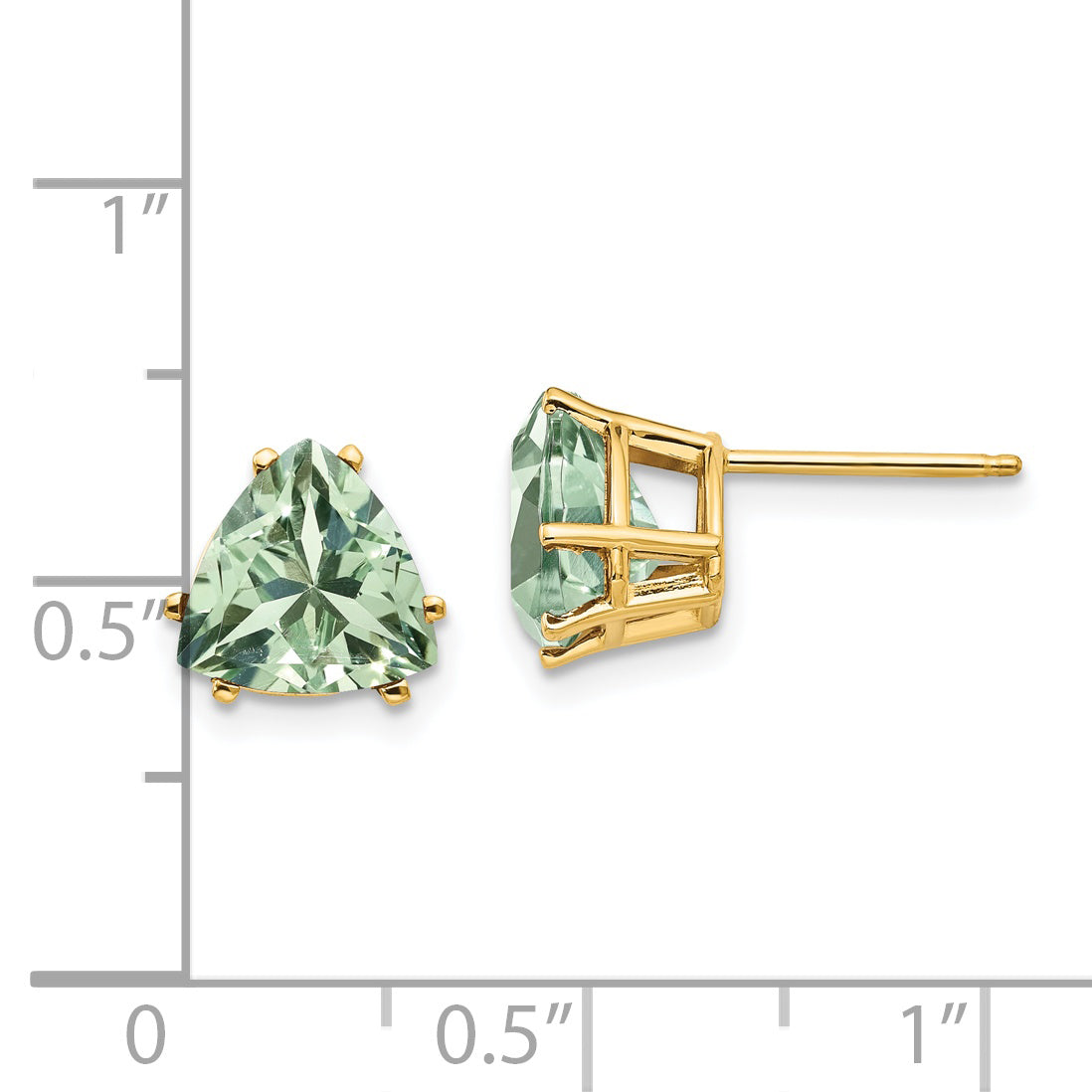 14k 8mm Trillion Green Quartz Earrings