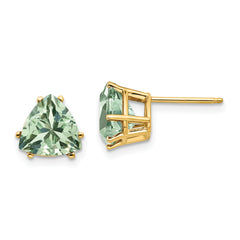 14k 8mm Trillion Green Quartz Earrings