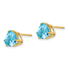 14k 8mm Trillion Blue Topaz Earrings