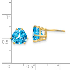 14k 8mm Trillion Blue Topaz Earrings