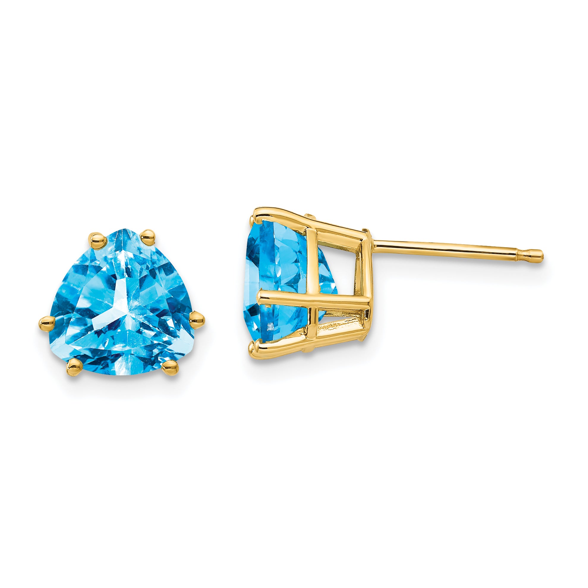 14k 8mm Trillion Blue Topaz Earrings