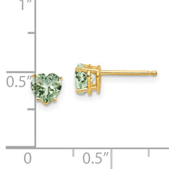 14k 5mm Heart Green Quartz Earrings