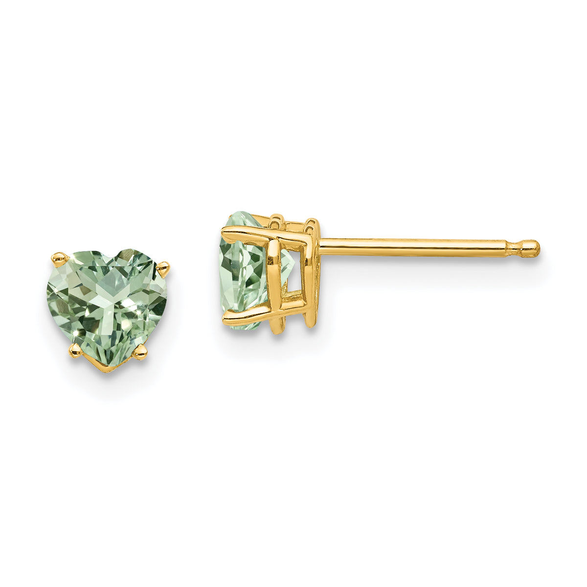 14k 5mm Heart Green Quartz Earrings