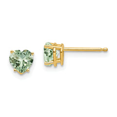 14k 5mm Heart Green Quartz Earrings