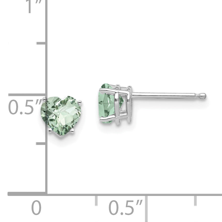 14kw 5mm Heart Checker-Cut Green Quartz Earrings